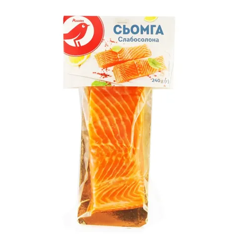 Сьомга Ашан філе шматок слабосолена 240г