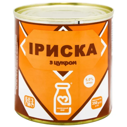 Продукт молоковмісний згущений Молочний дар Іриска варений 5% 350г