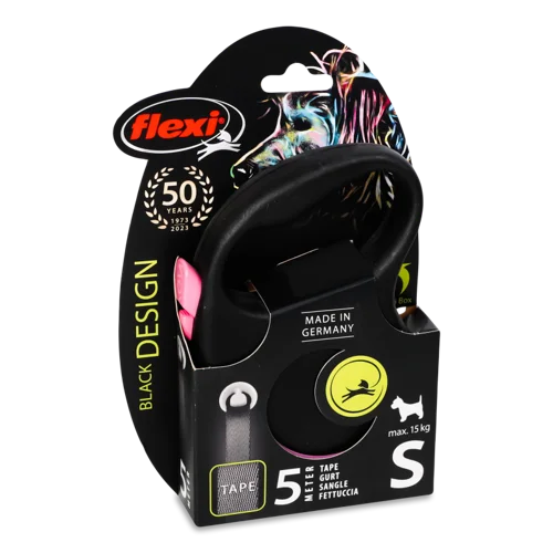 Повідець-рулетка Стрічковий В/ґ 5м S №FU12T5 Black Design Flexi, 1шт