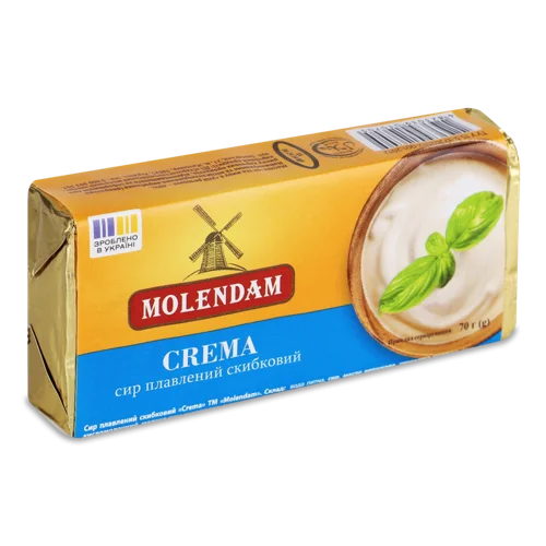 Сир Плавлений 40% В/К, Скибковий Crema Molendam, 70г