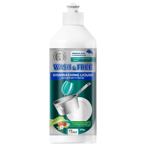 Засіб миття посуду Wash&Free Екстракт алое вера та лісової суниці 500г