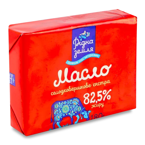 Масло солодковершкове 82.5% в/ґ, Рідна Земля, м/у 180г