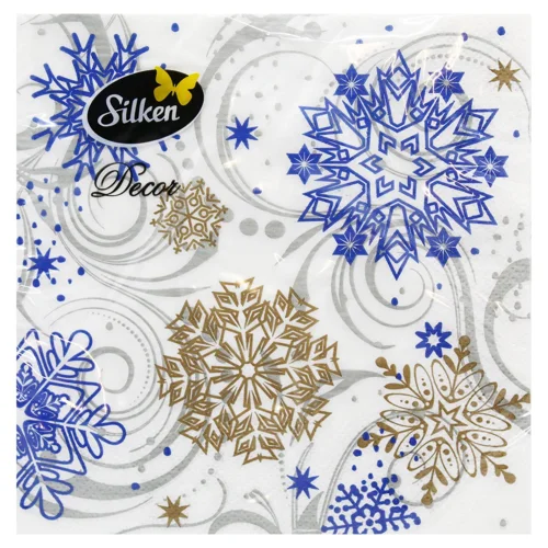 Серветки столові Silken Сніжинка з візерунками 3-шарові 33*33см 18шт