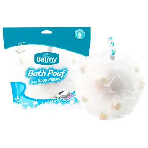 Мочалка зі шматочками мила Balmy Naturel Біле мило