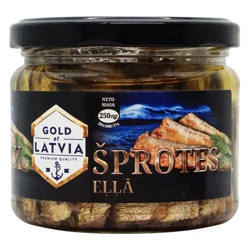 Шпроти Голд оф Латвія вищого ґатунку у скляній банці 250г