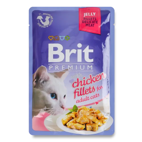 Вологий Корм Для Дорослих Котів Куряче Філе В Желє Premium Brit, в/ґ, 85г