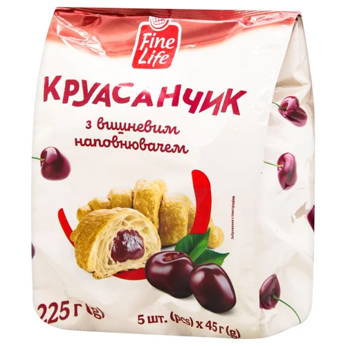 Круасанчик Fine Life з вишневим наповнювачем 225г