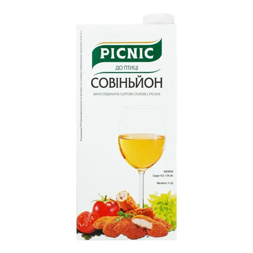 Вино 1л 9.5-13% біле сухе Совіньйон Picnic к/у