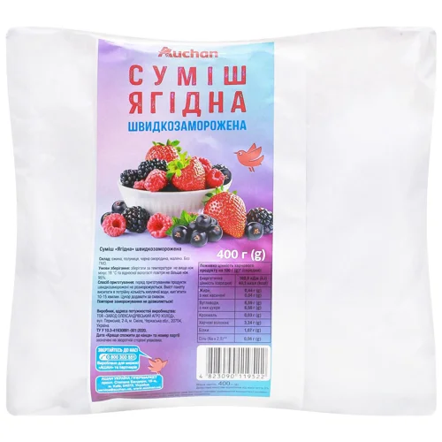 Суміш Auchan ягідна швидкозаморожена 400г