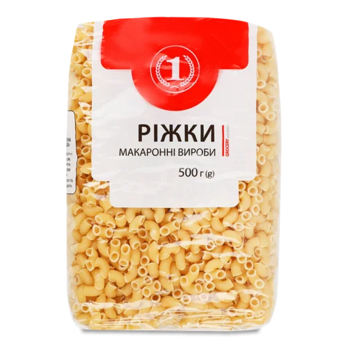 Макаронні Вироби Ріжки Вищого Ґатунку, 500г, ТМ '1'