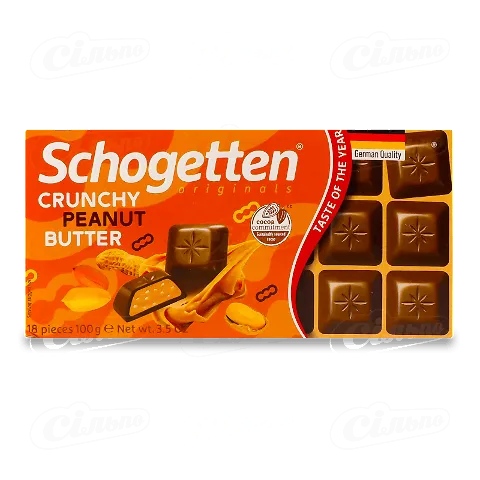 Шоколад молочний «Schogetten» з арахісовим маслом, 100г