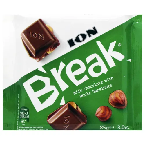 Шоколад молочний ION Break з цілими лісовими горіхами 85г