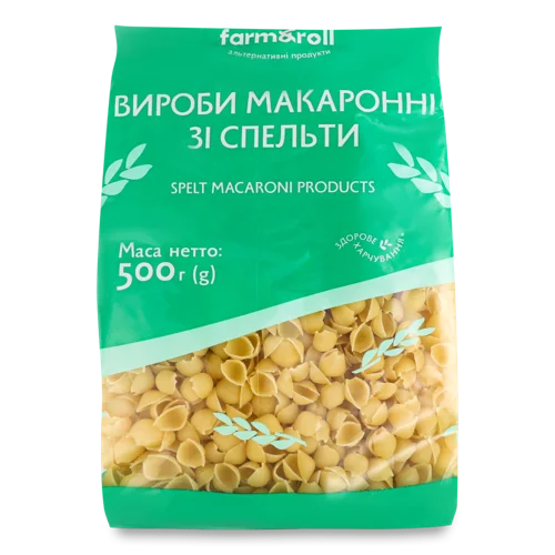 Макаронні Вироби Зі Спельти Мушля Мала Рифлена, м/у 500г