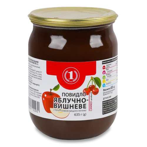 Повидло Яблучно-Вишневе Стерилізоване В/ґ Скляна Банка 635г