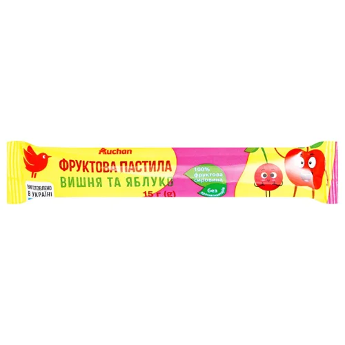 Пастила фруктова Auchan вишня та яблуко 15г