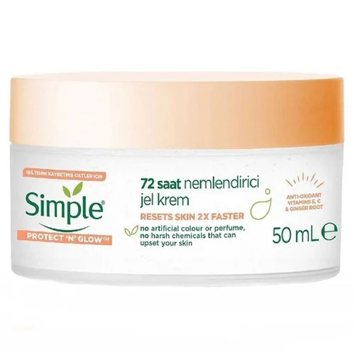 Гель для обличчя Simple Protect 'n Glow Rest and Reset 72h Hydrating Gel зволожувальний 50мл