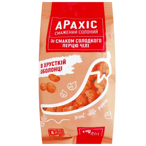 Арахіс Субота смажений солоний в хрусткій оболонці зі смаком солодкого перцю чилі 100г