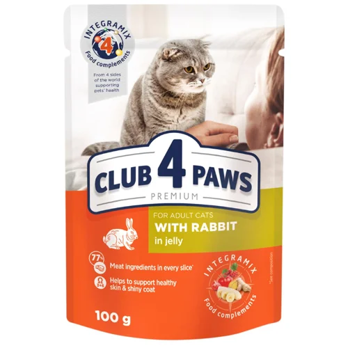 Корм вологий Club 4 Paws Premium з кроликом для дорослих котів 85г