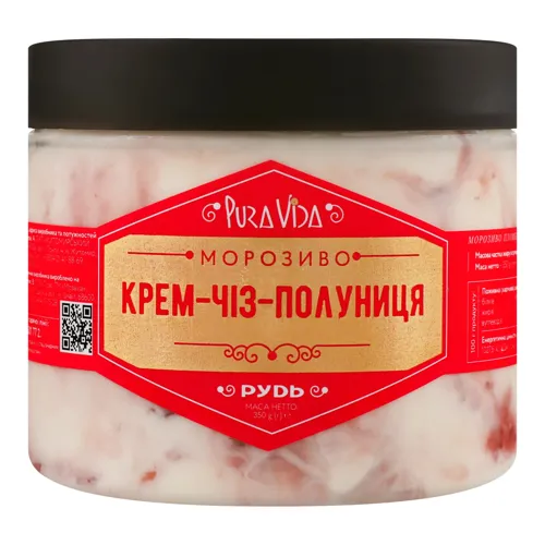 Морозиво Крем-чіз-полуниця Pura Vida п/б 350г
