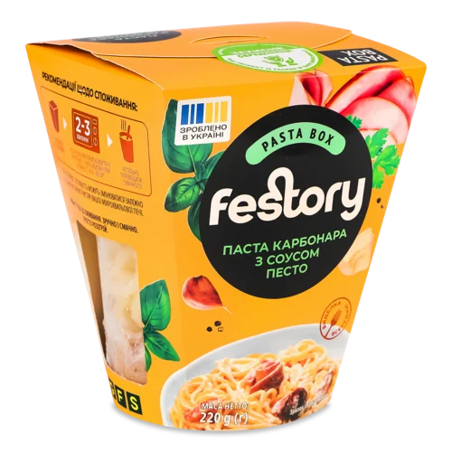 Паста Карбонара З Соусом Песто Festory, Картонна Упаковка, 220г