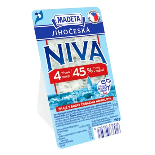 Сир NIVA з блакитною пліснявою 45% Madeta, 100г
