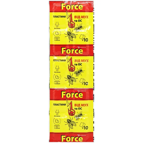 Пластини для фумігатора Force від від мух, ос та комарів 10шт