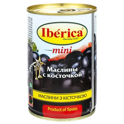 Маслини Іберіка міні чорні з кісточкою 300г