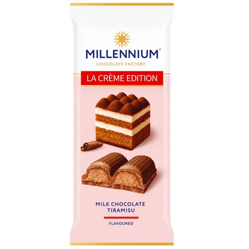 Шоколад молочний Millennium La Creme Edition з кремовою начинкою Тірамісу 100г