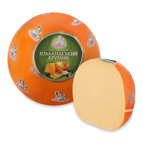 Сир Твердий Голландський 50% Круглий Добряна, кг