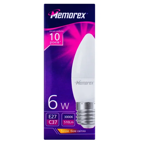 Лампа Memorex світлодіодна C37 6W E27 3000K