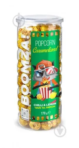 Попкорн BOOMZA тубус Карамел-й "Лимон чилі" 170г, 12 шт