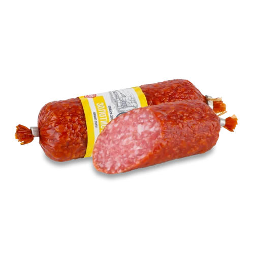 Ковбаса Салямі Золотиста Родинна Ковбаска З М'яса Птиці Сирокопчена, м/у, 0.15 кг