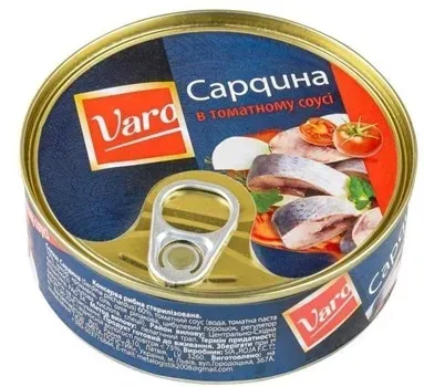 Сардина Varo в томатному соусі, 240г