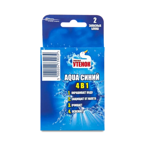 Блок для унітазу 4в1 Aqua, синій, змінний, 2x40г