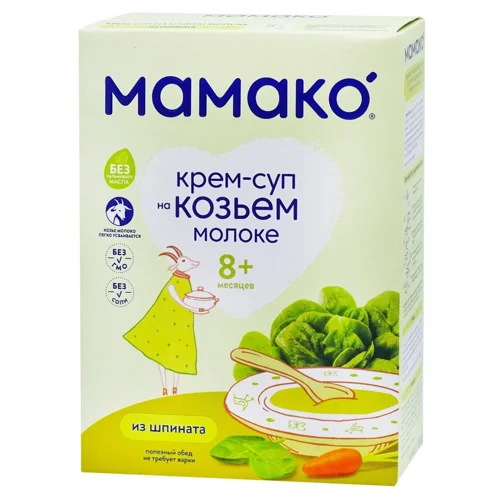Крем-суп на козячому молоці Мамако зі шпинату для дітей з 8 місяців 150г