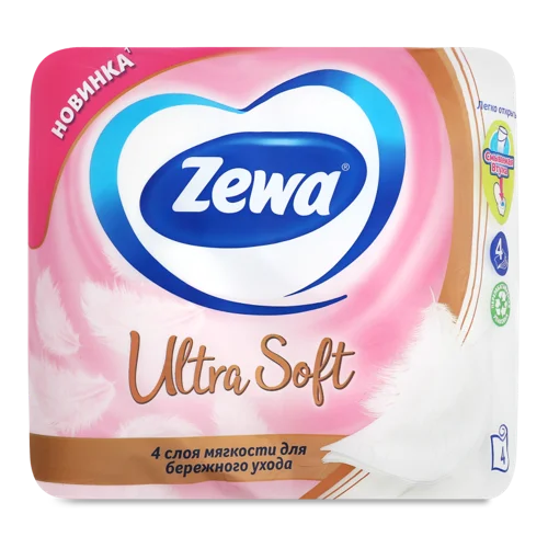 Туалетний Папір 4 Шари Ultra Soft Zewa, 4 шт