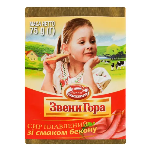Сир плавлений 45% порційний зі смаком бекону Звени Гора м/у 75г