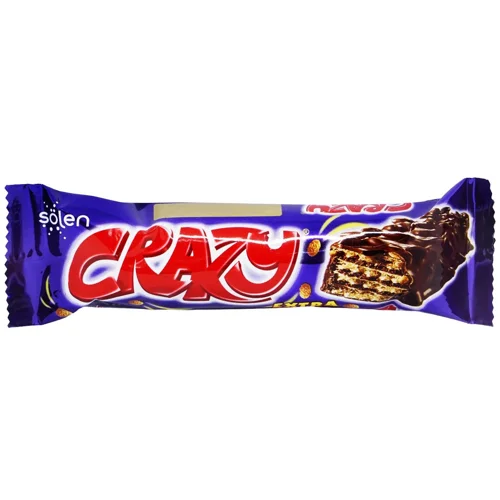 Вафлі Solen Crazy з какао-кремом та хрустким рисом у молочному шоколаді 30г