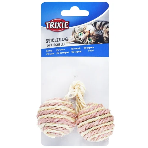 Іграшка для котів Trixie М'ячі з брязкальцем на мотузці 4,5см