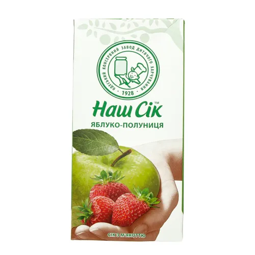 Сік яблучно-полуничний з м'якоттю Наш сік т/п 1.93л