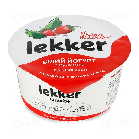 Йогурт Lekker з суницею 8,5%, 125г