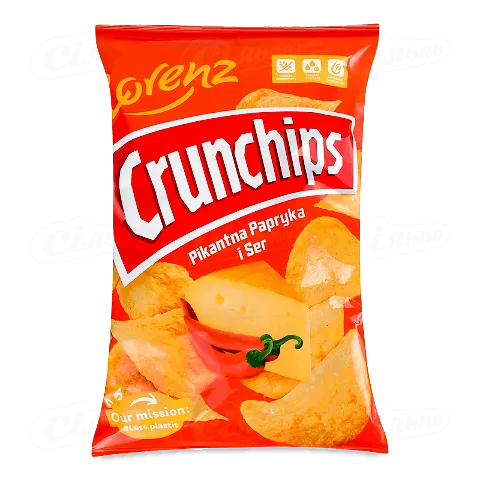 Чіпси Lorenz Crunchips смак гострої паприки-сиру, 140г