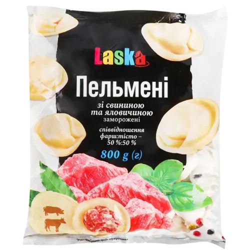 Пельмені Laska зі свинини та яловичини, 800г