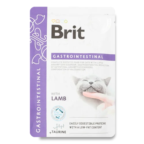 Корм для котів Gastrointestinal з ягням, в/ґ, 85 г, Brit VetDiet