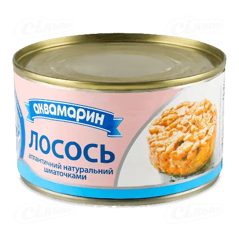 Лосось Аквамарин атлантичний шматочками натуральний, 230г