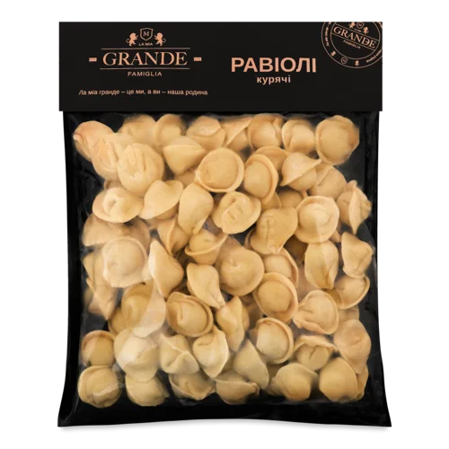 Равіолі Курячі La Mia Grande Famiglia, Варено-копчені, Маса 800 г