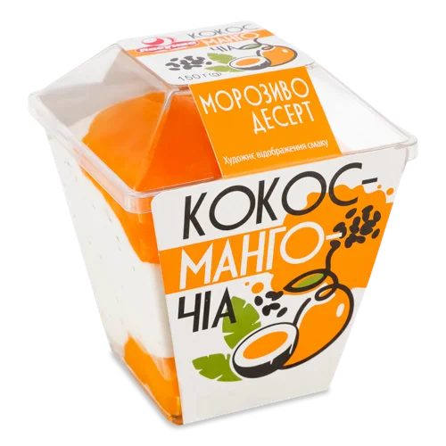 Заморожений Десерт На Кокосових Вершках Кокос-Манго-Чіа Ласунка, к/у, 150г