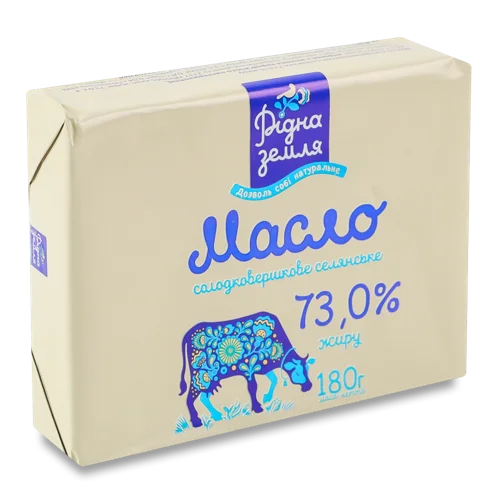 Масло Солодковершкове В/ґ 73% Селянське Рідна Земля, м/у 180г