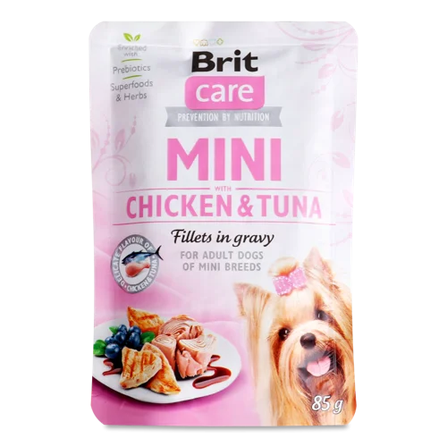Вологий Корм Для Дорослих Собак Chicken&Tuna Mini Care Brit, д/п, 85г
