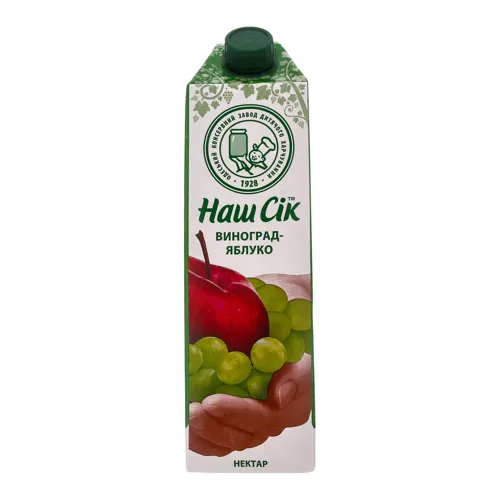 Нектар виноградно-яблучний освітлений Наш сік т/п 0.95л